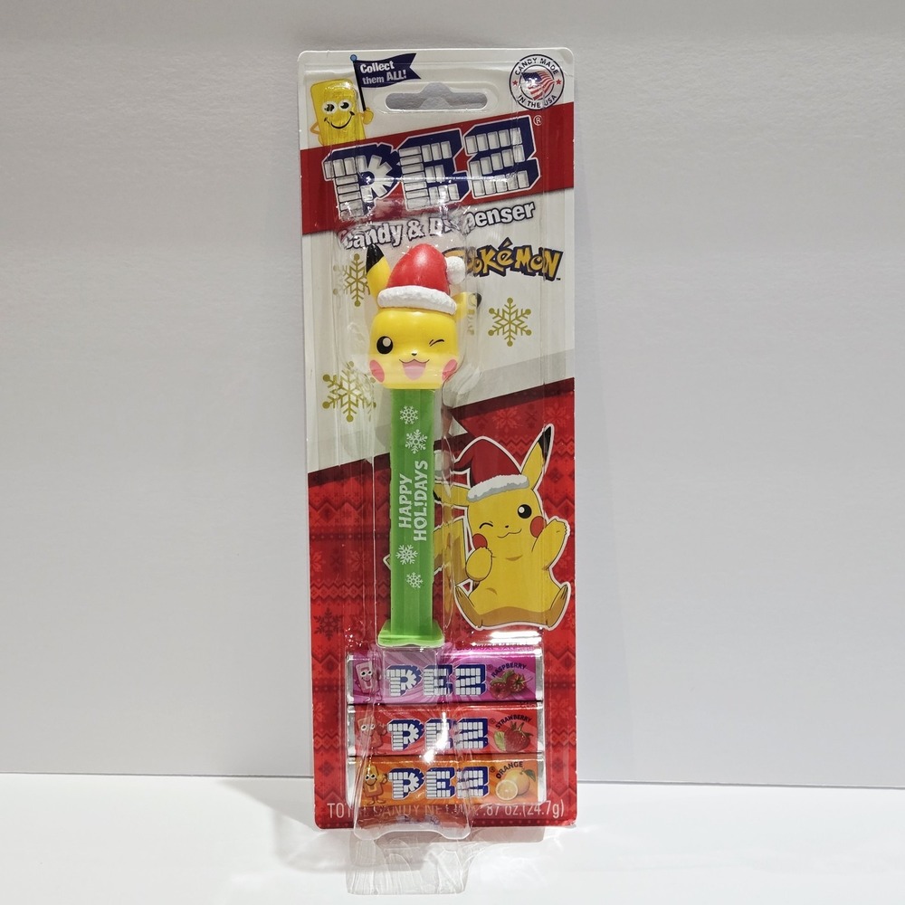 PIKACHU PEZ Pokemon Candy & Dispenser Happy Holidays 2025 Christmas New NIP